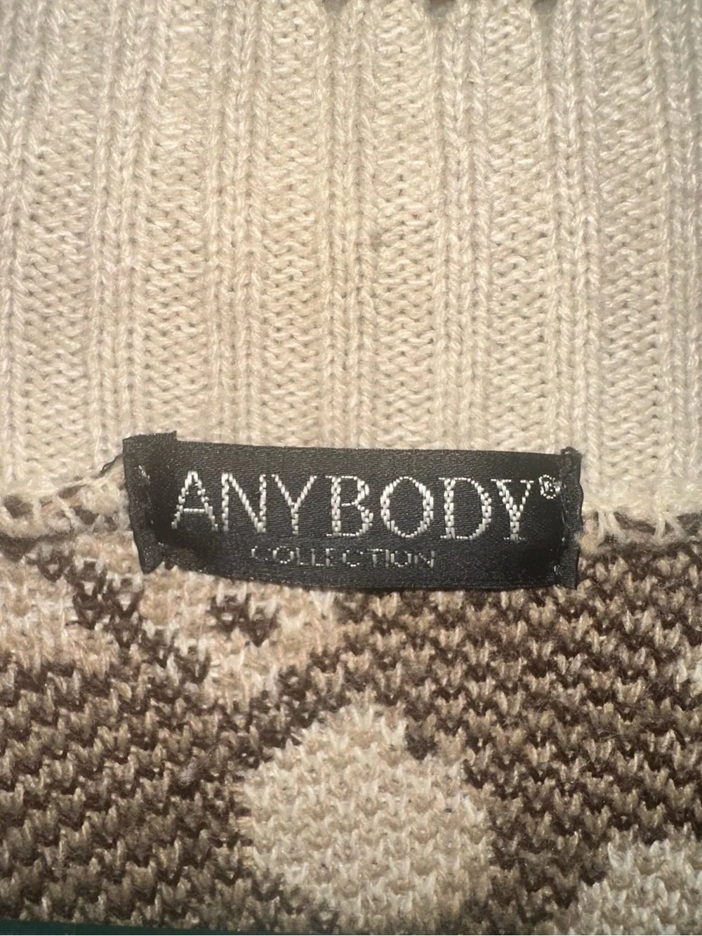 AnyBody Cream and Taupe Leopard-Print Open Front Cardigan. Fits XS/S